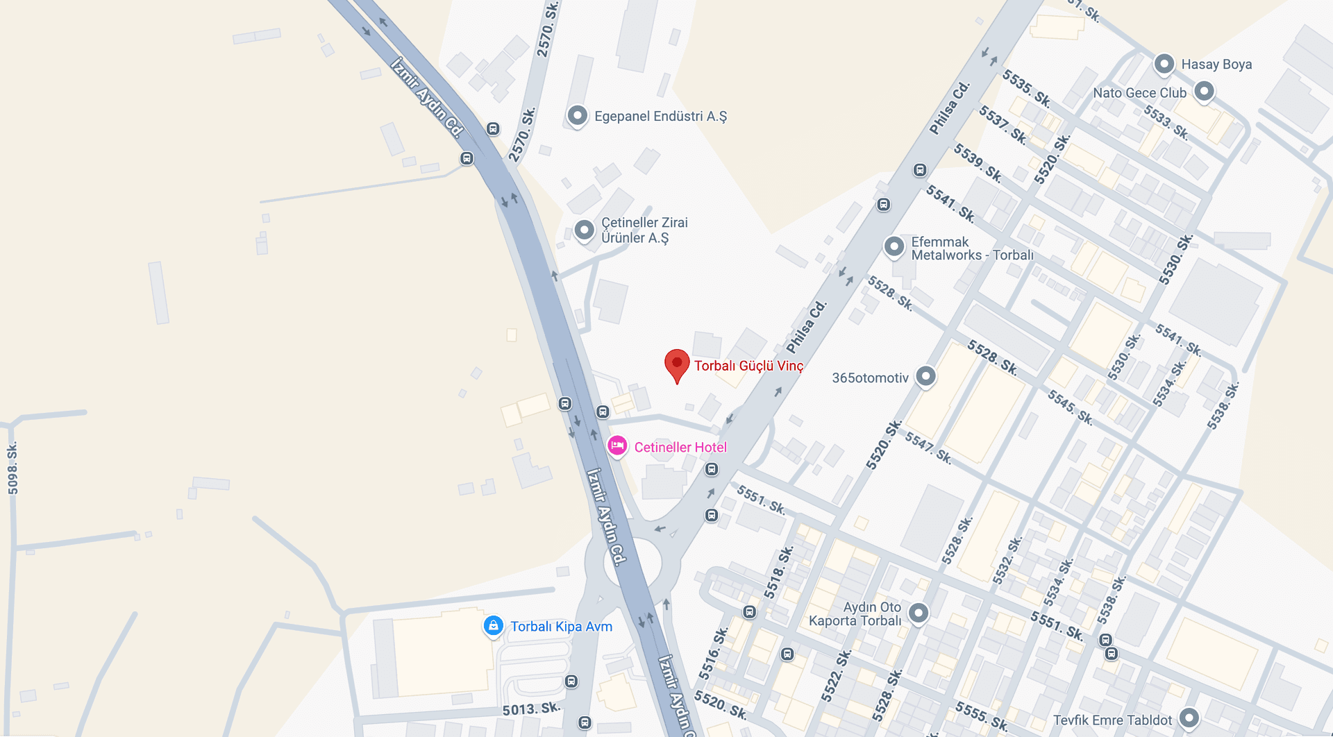 Güçlü Vinç Konum Haritası